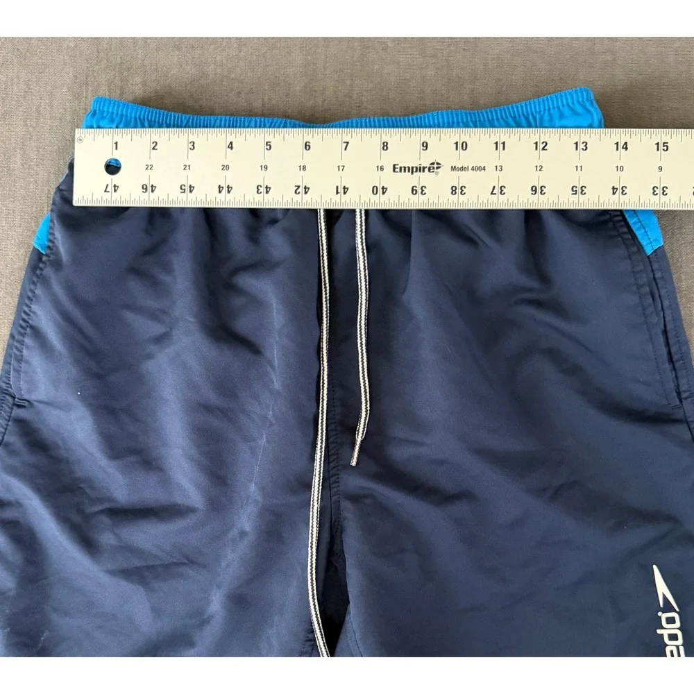 Speedo‎ Men Blue Athletic Swim Trunks Size M Lined Drawstring Summer Swim Beach